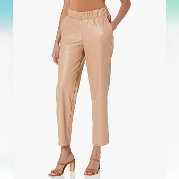 The Drop Pants - The Drop @Lisadnyc Camel Vegan Leather Pull-on Pants Size Large NWT Inseam 28 in